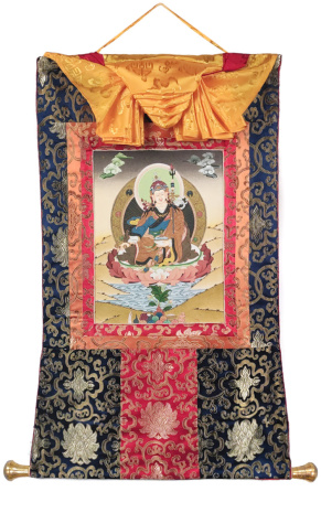 Рисованная Тханка Гуру Ринпоче (Падмасамбхава) полугневная форма Гуру Нангси Зилнон размер 50х80см