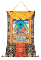 Рисованная Тханка Будда Медицины 51х77см изображение 25х35см лотосная обшивка