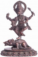 Бронзовая статуя 4-х рукий Ганеш, танцующий на крысе 10см