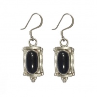 Тибетские серьги с чёрным агатом