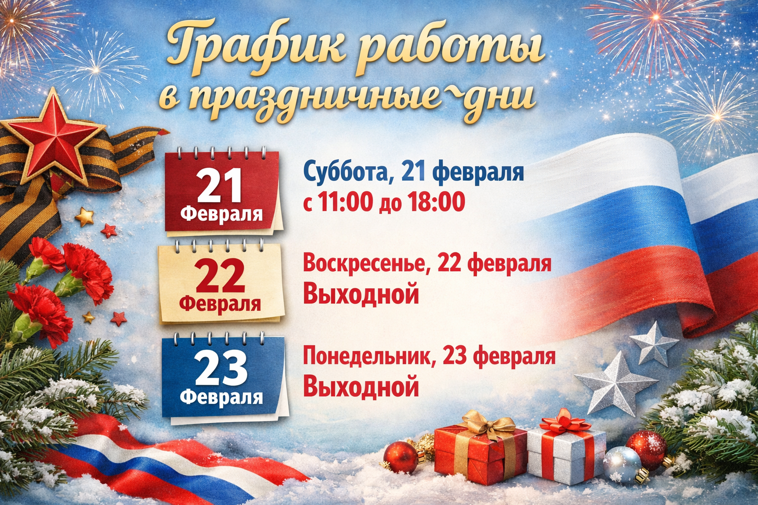График работы в праздничные дни