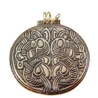 Славянская подвеска из латуни "Гнездовские парные драконы"