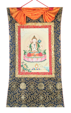 Рисованная Тханка Авалокитешвара (Ченрезиг) 63х104см