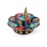 Подставка для благовоний из металла Лотос с Буддой украшена бирюзой, кораллом и лазуритом диаметр 10,5см