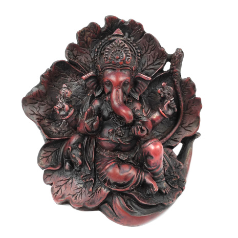 Сувенир из керамики Ганеша на листе 4х-рукий 11см