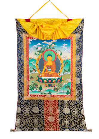 Рисованная Тханка Будда Шакьямуни 75х121см
