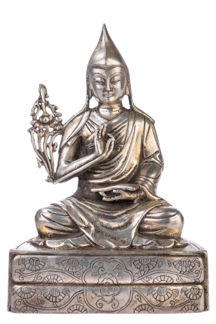 Статуя с серебрением Целитель из Гелуг ученик ламы Цонкапы 22см