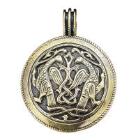 Славянская подвеска из латуни "Ястребы"