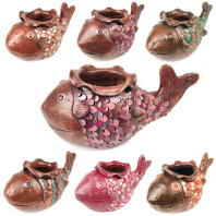 Сувенир-кашпо из керамики Рыба с ручной росписью длина 32см высота 14см Сувенир-кашпо из керамики Рыба с ручной росписью длина 32см высота 14см