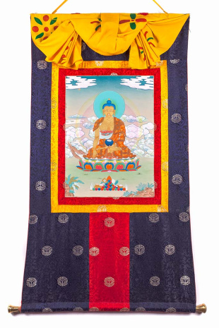 Рисованная Тханка Будда Шакьямуни мастера Тубтен- ламы 70х121см