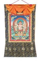 Рисованная Тханка Белый Махакала 71х108см Рисованная Тханка Белый Махакала 71х108см