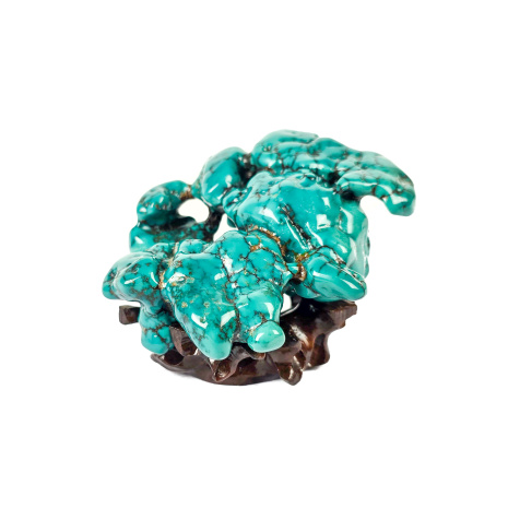 Самородок камня Бирюза (Лхаса) на подставке, вес 242 грамма, размеры 9,5х9,5см, высота 5см