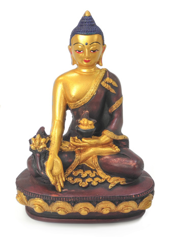 Сувенир из искусственного камня Будда Медицины (золотой) расписной 13,5см