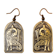 Славянские серьги из латуни "Журавли"