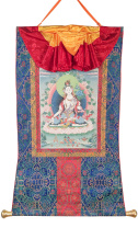 Рисованная Тханка Белая Тара мастера Ургьена Тендзина 61х106см Рисованная Тханка Белая Тара мастера Ургьена Тендзина 61х106см