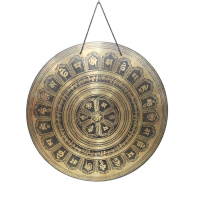 Тибетский гонг с ОМ и мантрой ОМ МАНИ ПАДМЕ ХУМ по кругу диаметр 53см Тибетский гонг с ОМ и мантрой ОМ МАНИ ПАДМЕ ХУМ по кругу диаметр 53см