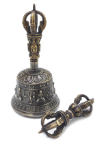 Тибетский колокольчик 5-ти лучевой с ваджром диаметр 7см высота 14см Тибетский колокольчик 5-ти лучевой с ваджром диаметр 7см высота 14см