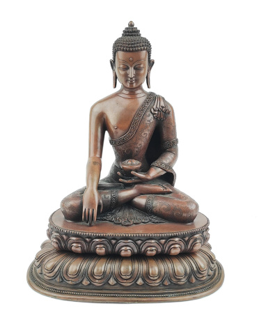 Бронзовая статуя Будда Шакьямуни с гравировкой 28см. Мастерская Раджипа Шакья