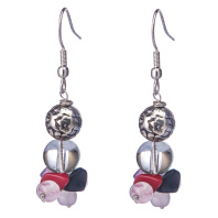 Тибетские серьги из белого метала с камнями