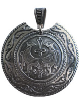 Славянский колт из мельхиора "Тереховские птицы"