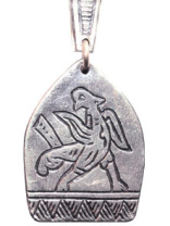 Славянская подвеска из мельхиора "Шагающая птица"