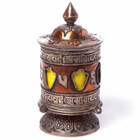 Молитвенный барабан настольный с окошками высотой 16см Молитвенный барабан настольный с окошками высотой 16см