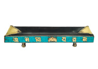 Подставка для благовоний из металла "Мантра" с инкрустацией бирюзой длиной 20см Подставка для благовоний из металла "Мантра" с инкрустацией бирюзой длиной 20см