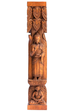 Деревянная колонна-барельеф Будда под деревом 54см