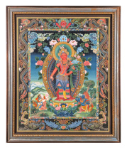 Тханка в стекле Красная Тара стиль Невари 59,5х49,5см Тханка в стекле Красная Тара стиль Невари 59,5х49,5см