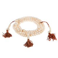 Буддийские четки 108 бусин из кости со счетчиками белые 8мм