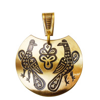 Славянская подвеска из латуни "Парные князь-птицы"