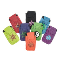 Тибетская сумочка для четок из хлопка с вышивкой на липучке 12х7см