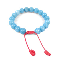 Четки браслет на руку из Аквамарина 22 бусин диаметр 8мм на прочной нити