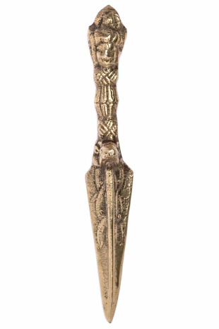 Ритуальный нож Пурба длиной 13см золотистого оттенка
