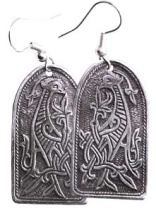 Славянские серьги из мельхиора "Киевская птица"