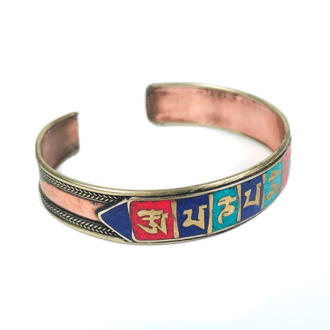 Тибетский разноцветный браслет c мантрой Ом 1,2см