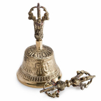 Тибетский колокольчик с ваджром диаметр 8 см высота 14см Тибетский колокольчик с ваджром диаметр 8 см высота 14см