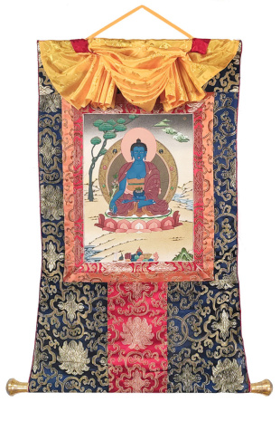Рисованная Тханка Будда Медицины размер 55х80см