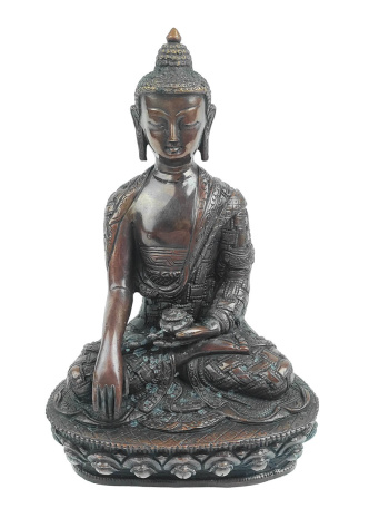 Бронзовая статуя Будда Шакьямуни с художественной резьбой высота 21см