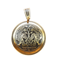 Славянская подвеска из латуни "Суздальские ястребы"