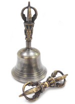 Тибетский колокольчик 5-ти лучевой с ваджром диаметр 8см высота 15см Тибетский колокольчик 5-ти лучевой с ваджром диаметр 8см высота 15см