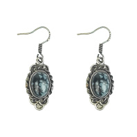 Тибетские серьги с одним камнем 3см