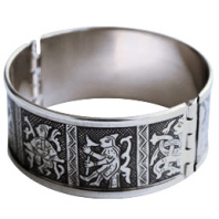 Славянский браслет из мельхиора "Скоморохи"