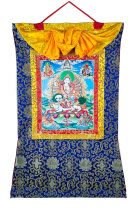 Печатная тханка Церингма и 4 сестры (Пять сестёр долгой жизни) в шелковой обшивке 66х102см