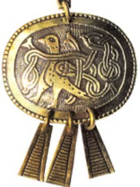 Славянская подвеска из латуни "Птица с переплетенным хвостом"