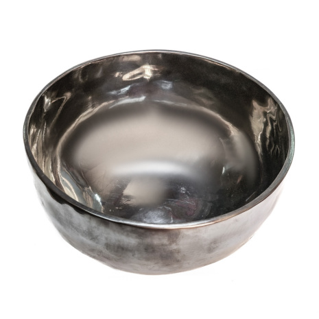 Кованая тибетская поющая чаша Черный глянец диаметр 18-19см