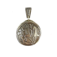 Славянская подвеска из мельхиора "Федор Стратилат, побеждающий зверя"