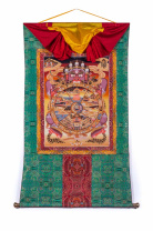 Рисованная Тханка Колесо Сансары мастера Ургьена Тендзина 86х114см Рисованная Тханка Колесо Сансары мастера Ургьена Тендзина 86х114см