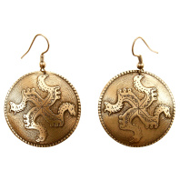 Славянские серьги из латуни "Солнцеворот"