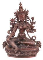 Бронзовая статуя Зеленая Тара 16см мастерская Раджипа Шакья Бронзовая статуя Зеленая Тара 16см мастерская Раджипа Шакья